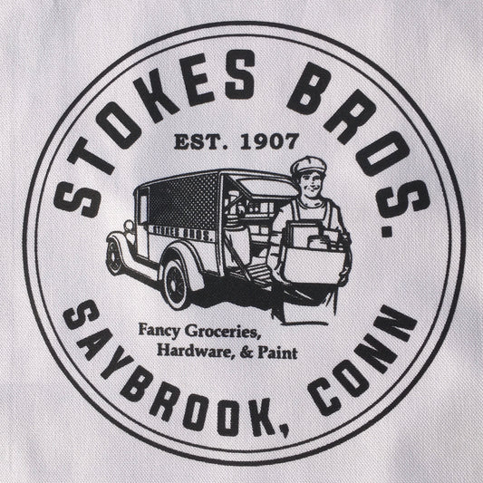 Stokes Bros. White Canvas Tote Bag